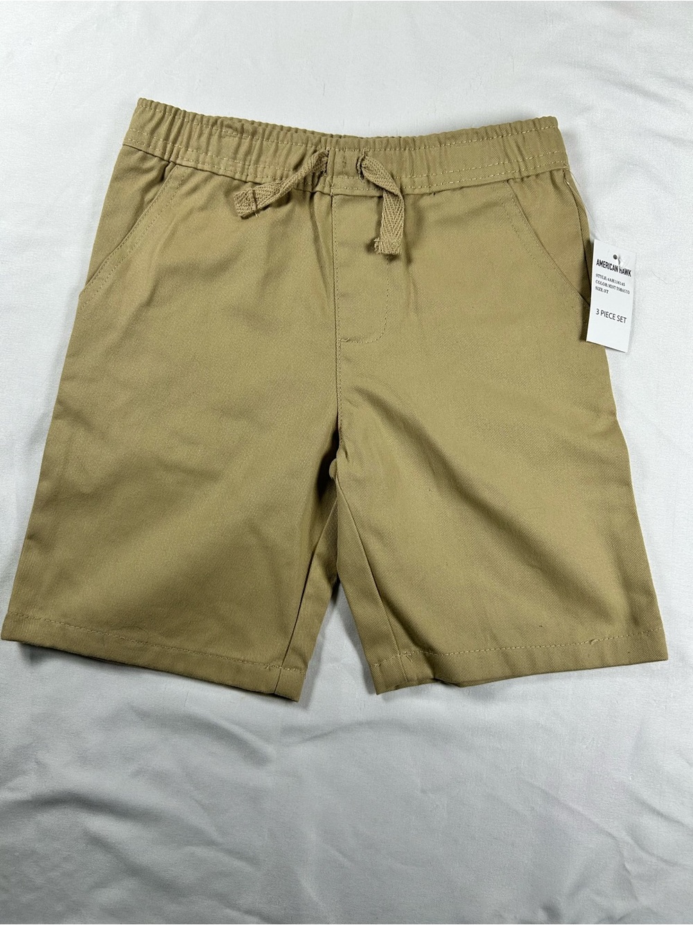 Kids Adjustable Drawstring Khaki Shorts by American Hawk